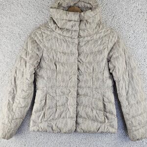 Eddie Bauer Goose Down Puffer Floral Lace Motif Snap Full Zip Jacket Size Small